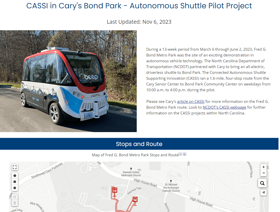 Cary pilot project